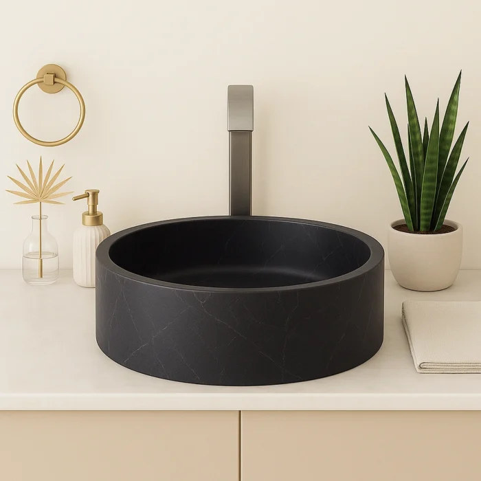 Doğal Siyah Mermer Lavabo