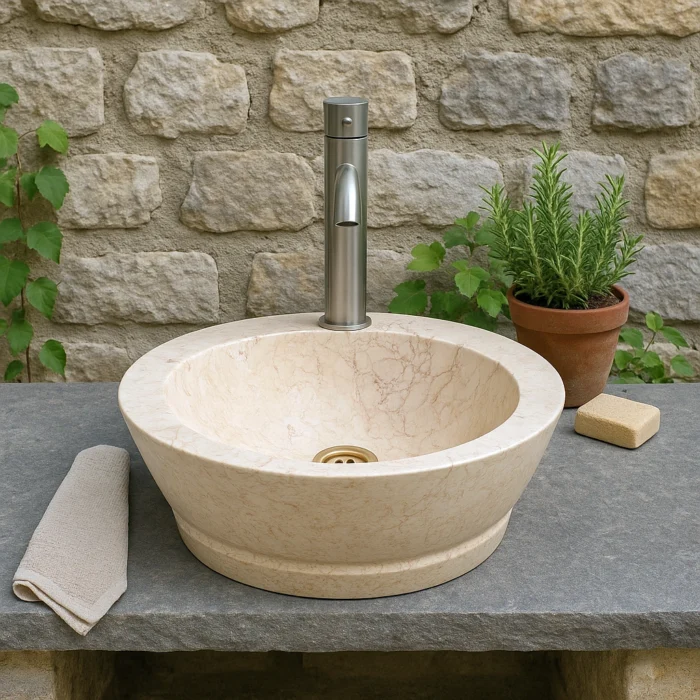 Crema Natura Bej Mermer Lavabo