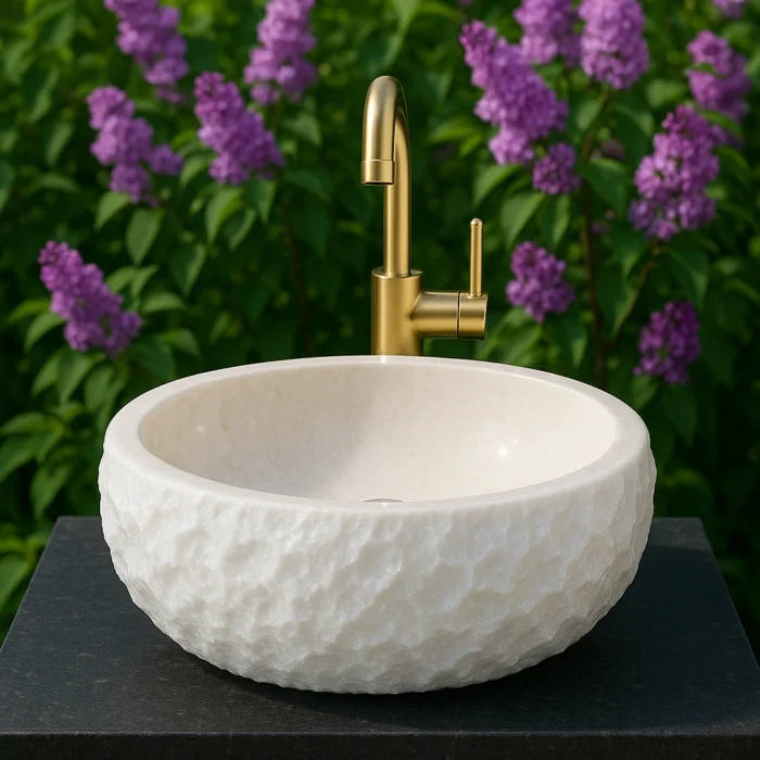 Milas Doğal Beyaz Mermer Lavabo