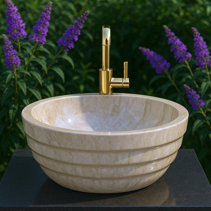 Bej Mermer Çanak Lavabo