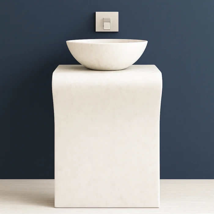 Mermer Ayaklı / Kaideli Dairesel Çanak Banyo ve Bahçe Lavabosu