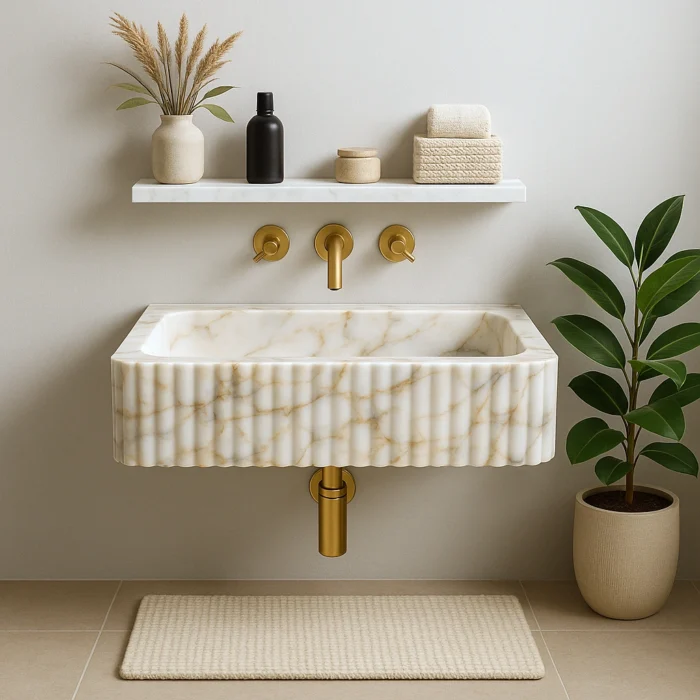 Ön Yüzü Yivli Duvara Monte Lavabo