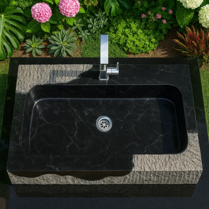 Asimetrik Ham Yüzey İşlemeli Tezgah Üstü Lavabo
