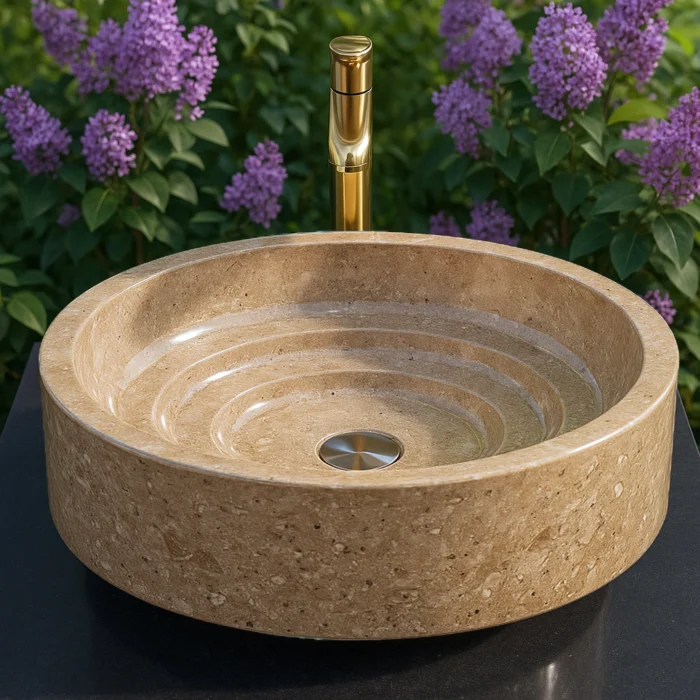 İçten Kademeli Yuvarlak Tezgah Üstü Lavabo