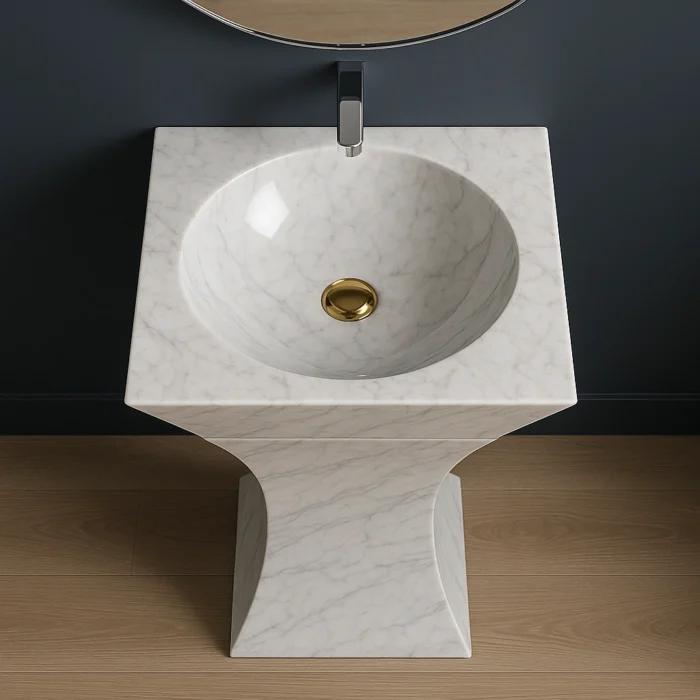 Kum Saati Formlu Ayaklı Monolitik Banyo Lavabosu